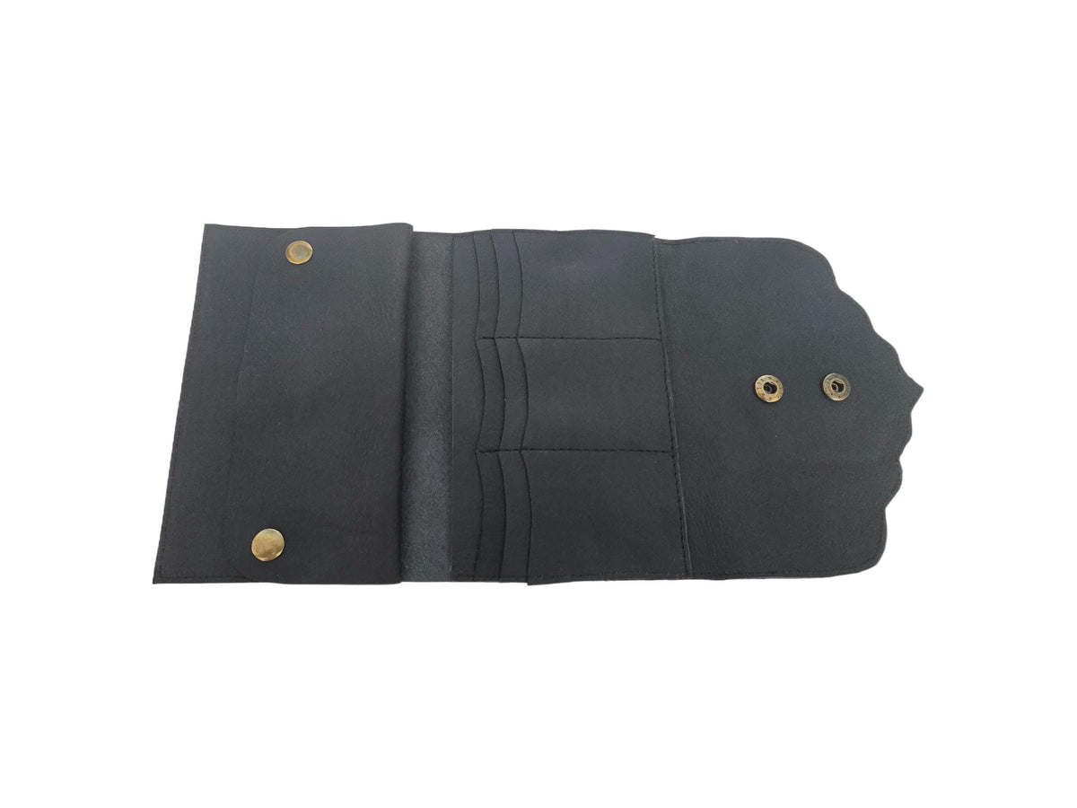 Large Trifold Leather Wallet Women with Labradorite Stone, Full Grain Leather Purse, Boho Coin Wallet, Unique Gift for Her