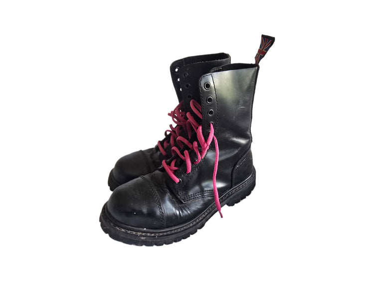 Vintage Steel Toe Combat Boots UK 7, Biker Booties 41, Punk Safety Shoes, British Made Motorcycle Wear, Festival Outfit