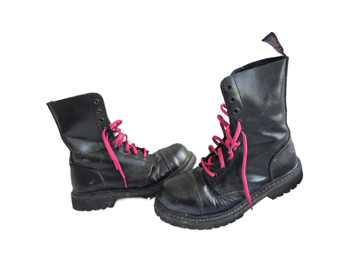 Vintage Steel Toe Combat Boots UK 7, Biker Booties 41, Punk Safety Shoes, British Made Motorcycle Wear, Festival Outfit