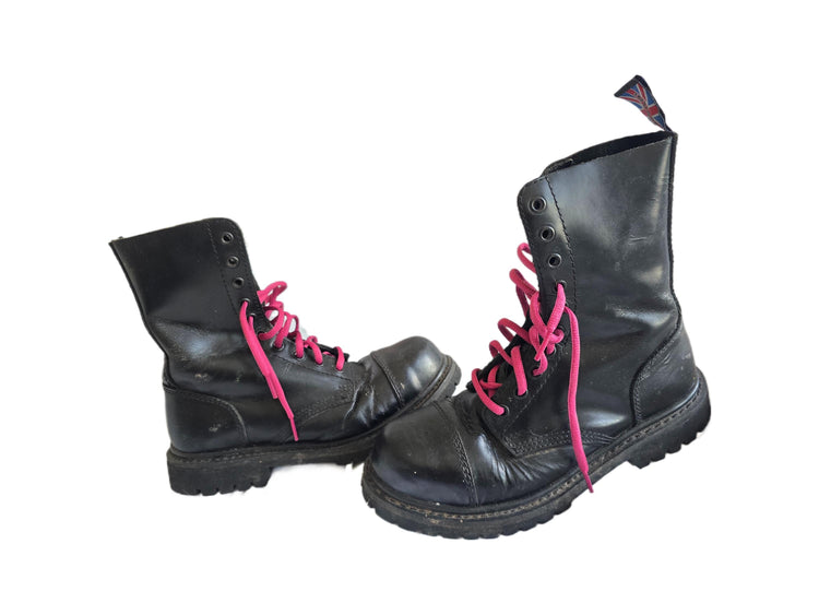 Vintage Steel Toe Combat Boots UK 7, Biker Booties 41, Punk Safety Shoes, British Made Motorcycle Wear, Festival Outfit
