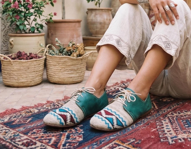Moroccan Kilim Rug Oxfords UK 5, Boho Leather Lace Up Shoes 38, Handmade Festival Flats, Upcycled Aztec Carpet Blanket, Bohemian Footwear