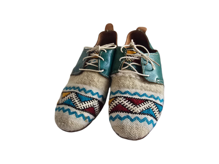 Moroccan Kilim Rug Oxfords UK 5, Boho Leather Lace Up Shoes 38, Handmade Festival Flats, Upcycled Aztec Carpet Blanket, Bohemian Footwear