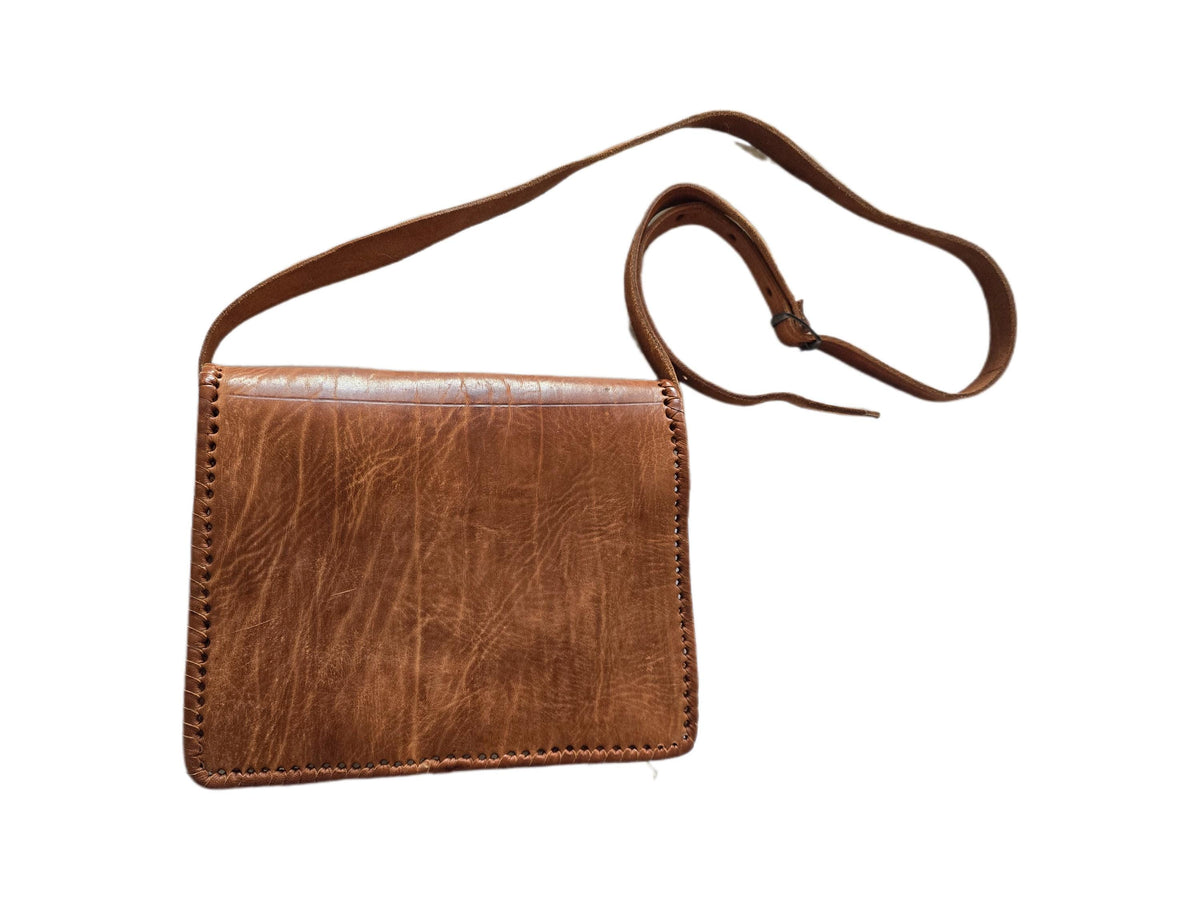 Moroccan Tooled Leather Crossbody Bag, Boho Saddle Bag, Tan Brown Leather Satchel, Artisan Embossed Purse, Festival Hippie Handbag