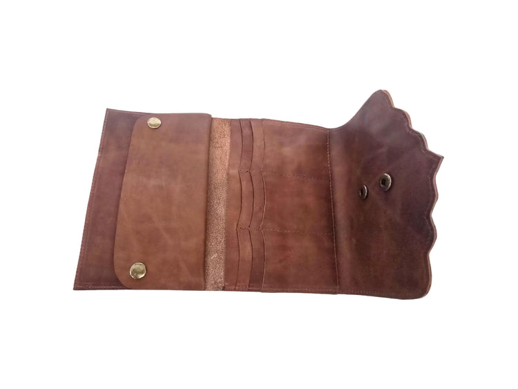 Large Trifold Leather Wallet Women with Labradorite Stone, Full Grain Leather Purse, Boho Coin Wallet, Unique Gift for Her