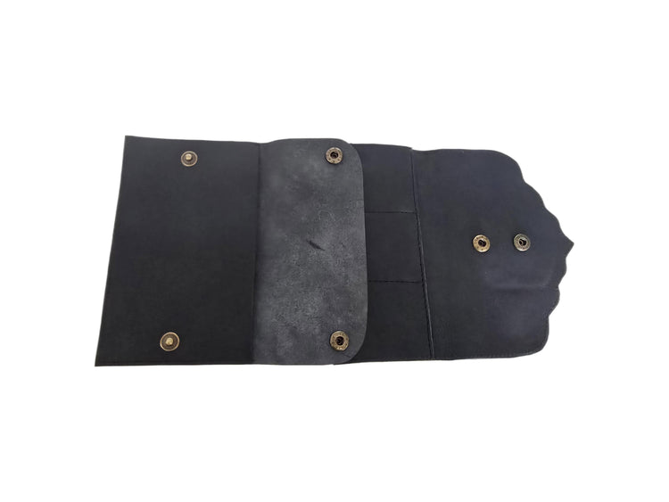 Large Trifold Leather Wallet Women with Labradorite Stone, Full Grain Leather Purse, Boho Coin Wallet, Unique Gift for Her