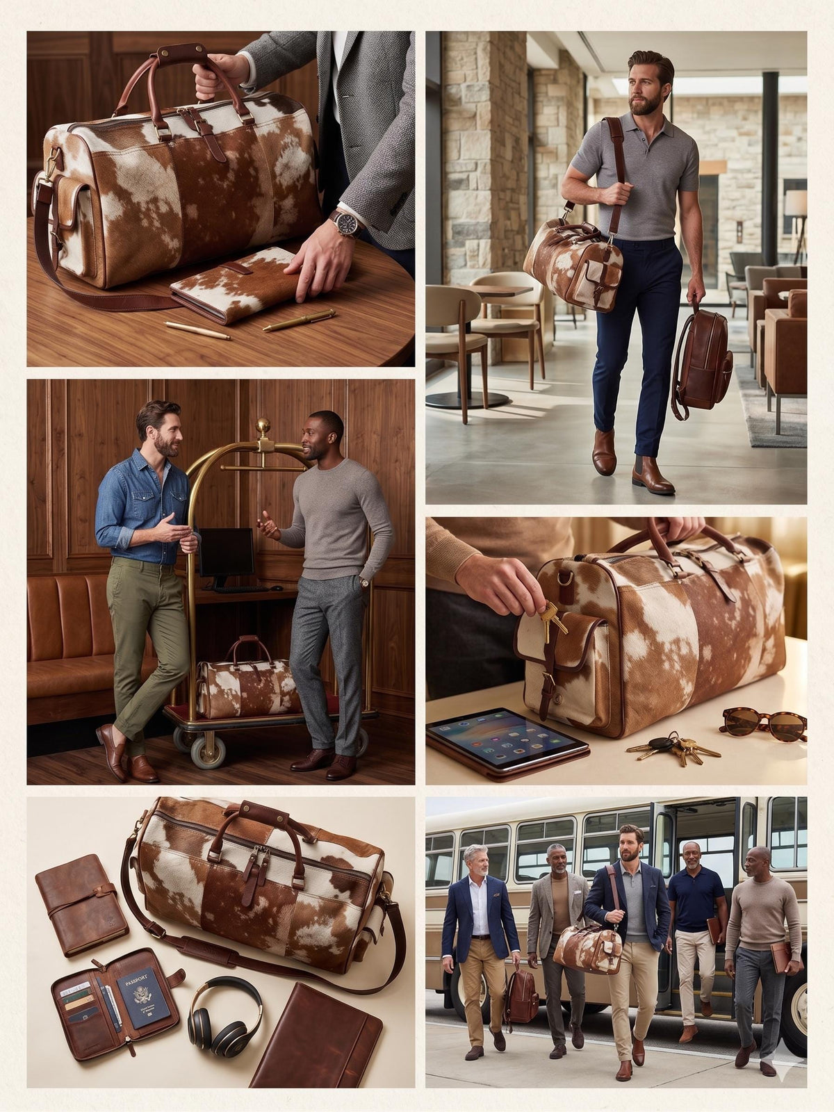 Cowhide Leather Duffle Bag for Men & Women, Large Western Weekender Travel Bag Overnight Carry On
