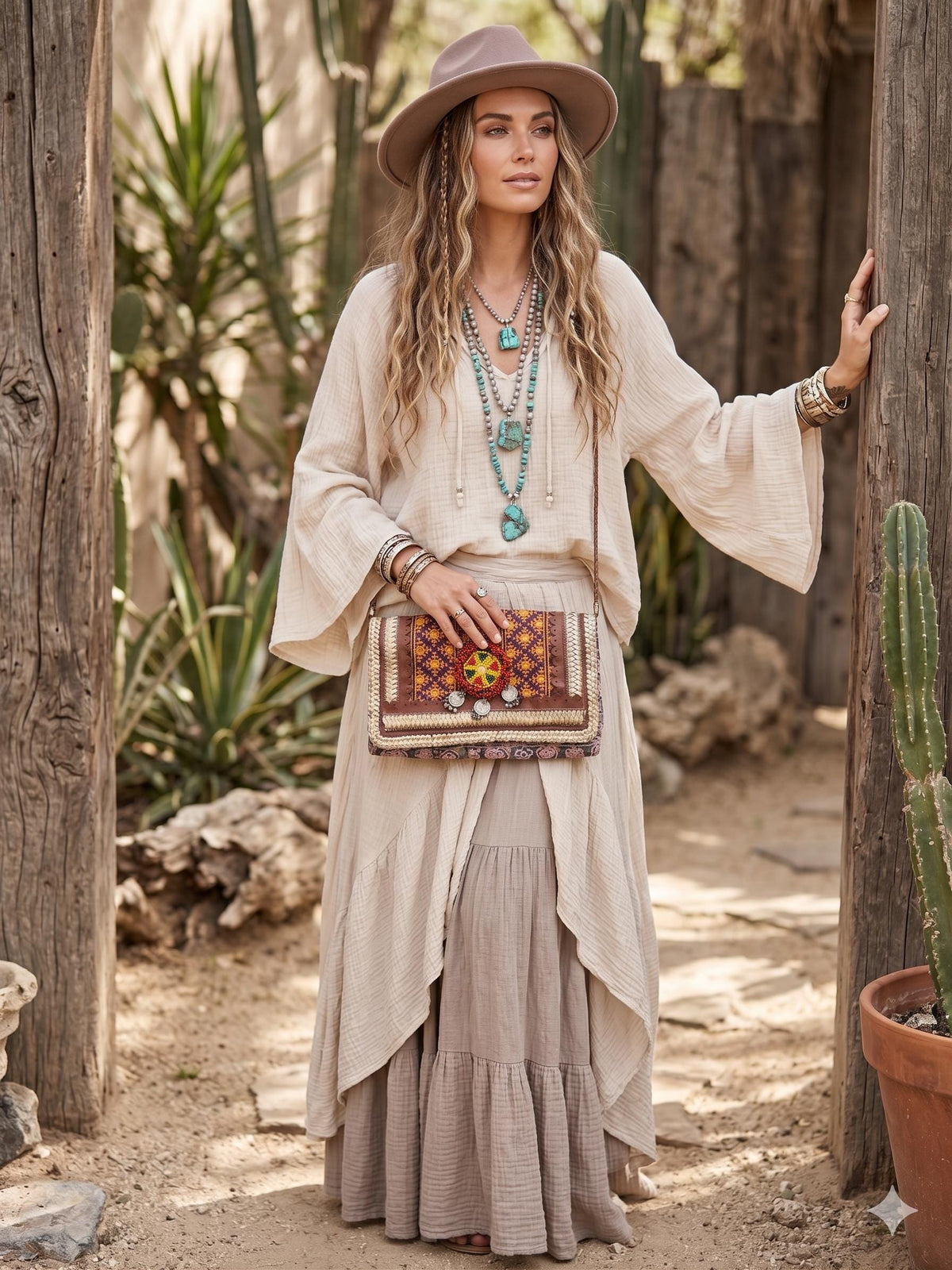 Small Boho Leather Crossbody Bag / Banjara Gypsy Purse Tribal Beaded Festival Satchel Kuchi Hippie Handbag