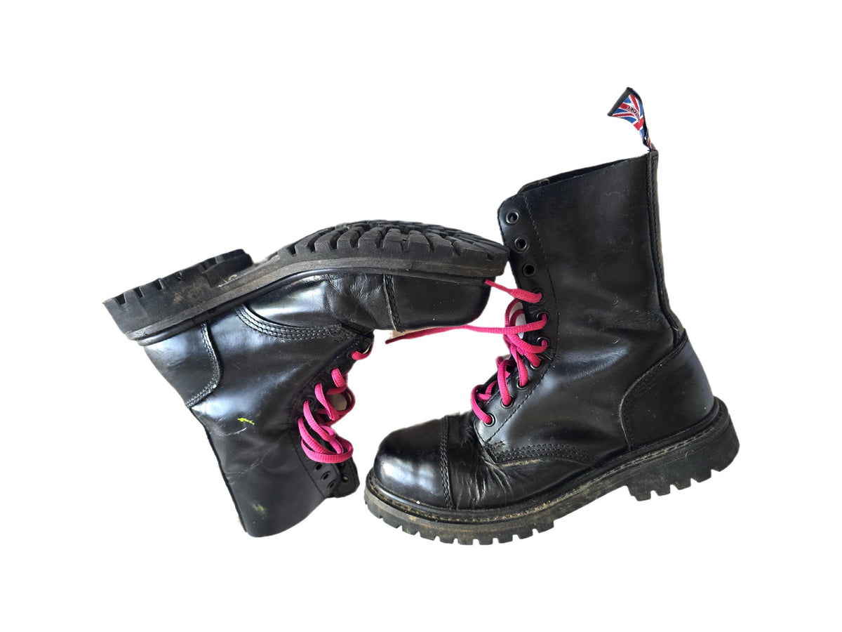 Vintage Steel Toe Combat Boots UK 7, Biker Booties 41, Punk Safety Shoes, British Made Motorcycle Wear, Festival Outfit