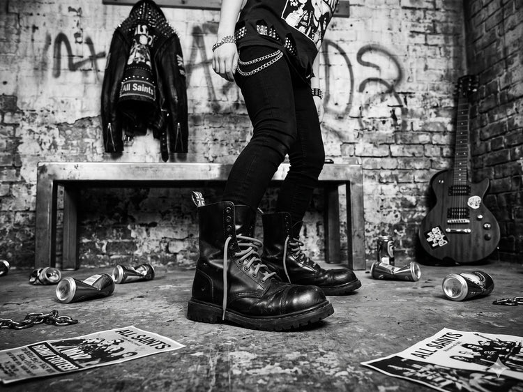 Vintage Steel Toe Combat Boots UK 7, Biker Booties 41, Punk Safety Shoes, British Made Motorcycle Wear, Festival Outfit