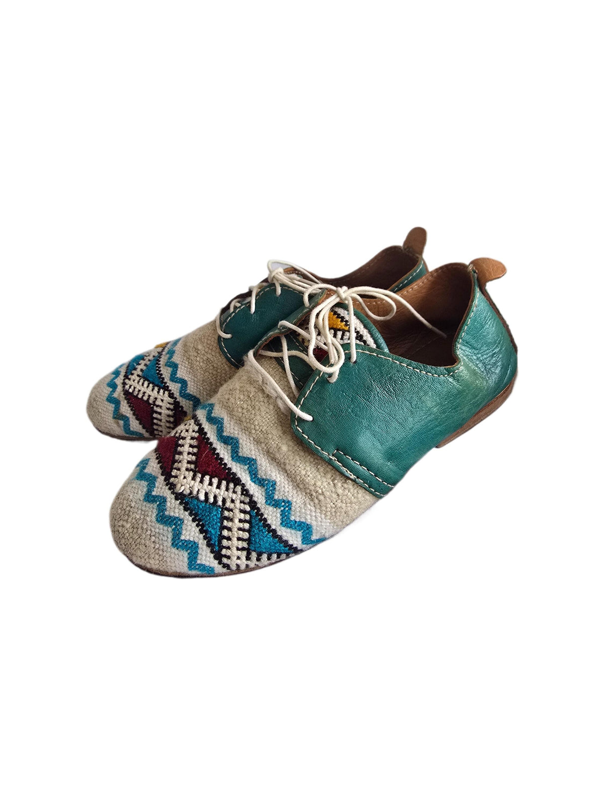 Moroccan Kilim Rug Oxfords UK 5, Boho Leather Lace Up Shoes 38, Handmade Festival Flats, Upcycled Aztec Carpet Blanket, Bohemian Footwear