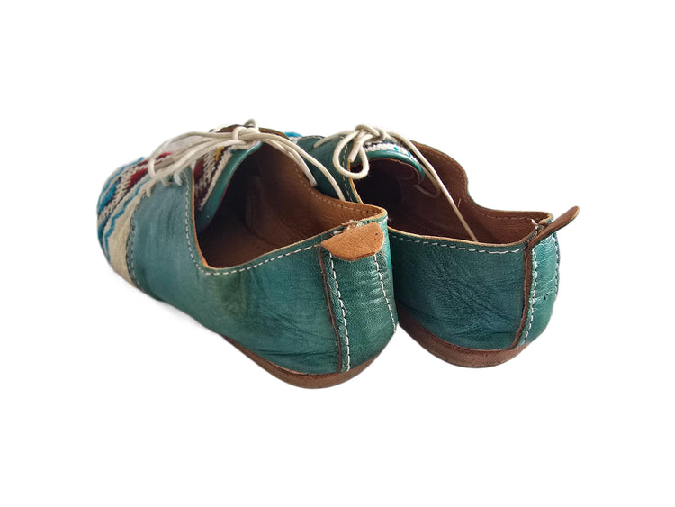 Moroccan Kilim Rug Oxfords UK 5, Boho Leather Lace Up Shoes 38, Handmade Festival Flats, Upcycled Aztec Carpet Blanket, Bohemian Footwear