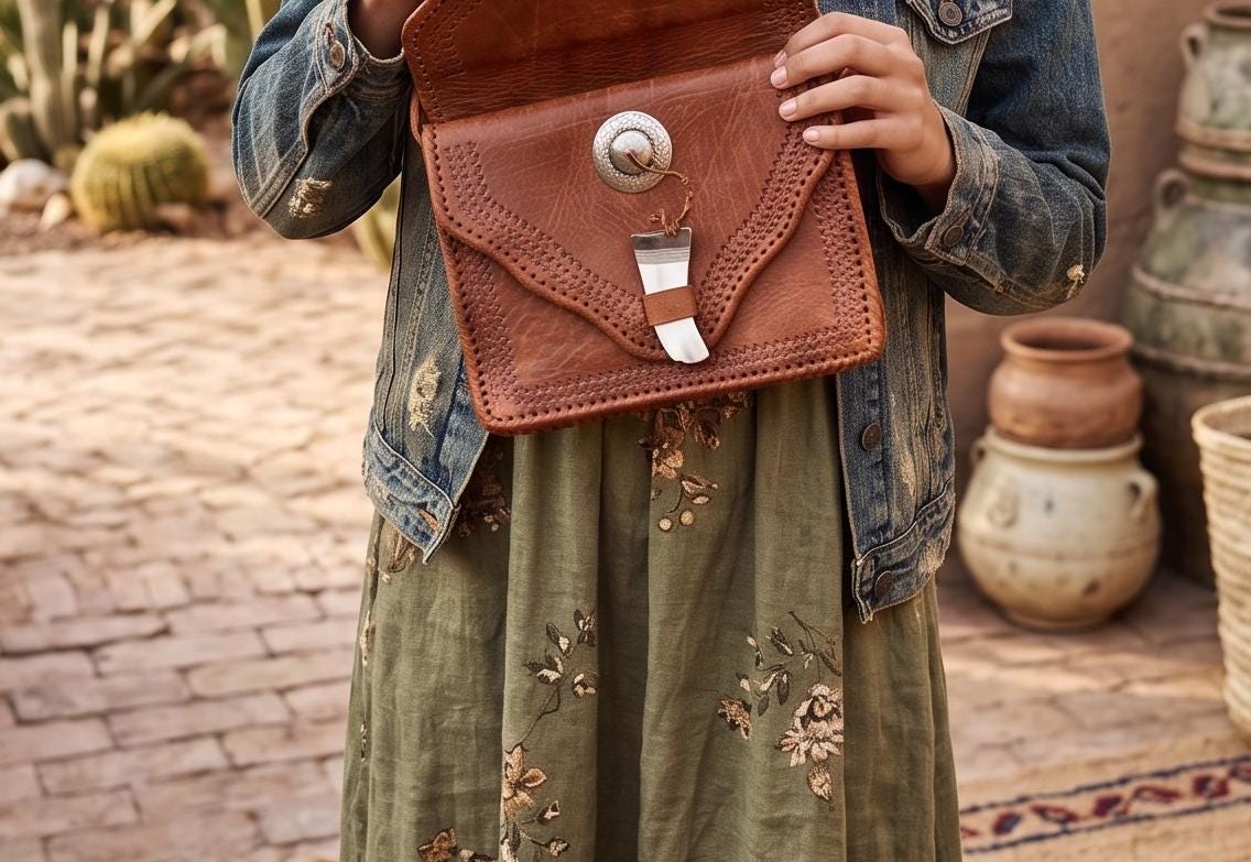 Moroccan Tooled Leather Crossbody Bag, Boho Saddle Bag, Tan Brown Leather Satchel, Artisan Embossed Purse, Festival Hippie Handbag