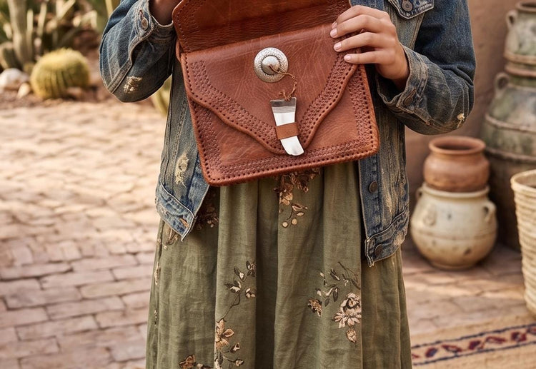 Moroccan Tooled Leather Crossbody Bag, Boho Saddle Bag, Tan Brown Leather Satchel, Artisan Embossed Purse, Festival Hippie Handbag