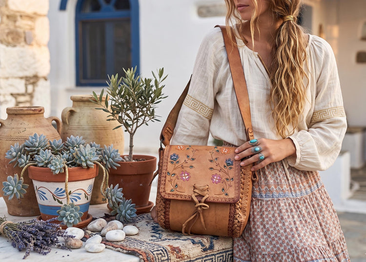 Rare Vintage Hand Tooled Leather Floral Shoulder Bag, Boho Hippie Purse, Flower Power Festival Outfit, Fairycore Handbag