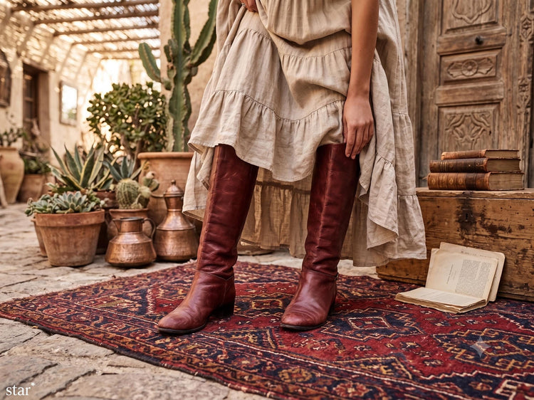 Etienne Aigner Burgundy Leather Riding Boots: UK 5, EU 38, Cottagecore Fashion