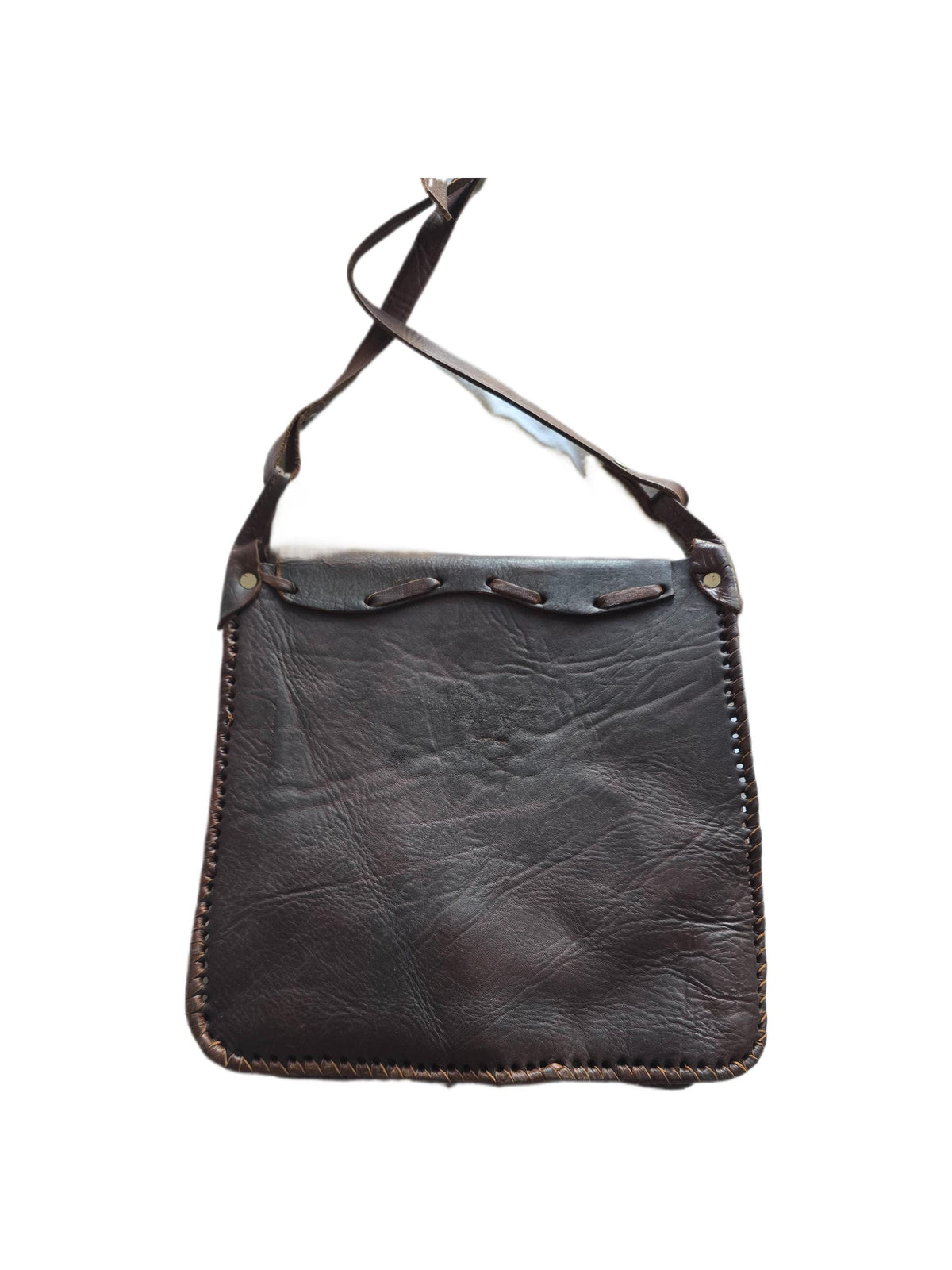 Vintage Dark Brown Braided Leather Fringe Bag / Boho Western Crossbody Purse Hippie Tassel Shoulder Bag