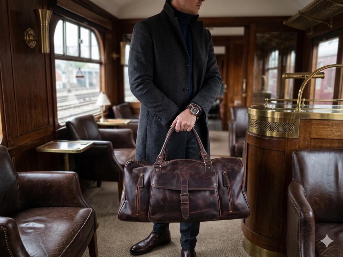 Leather Weekender Bag for Men / Vintage Duffle Travel Holdall Carry On Overnight Gym Bag