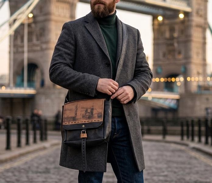 Tower Bridge Leather Saddle Bag: Upcycled London Souvenir