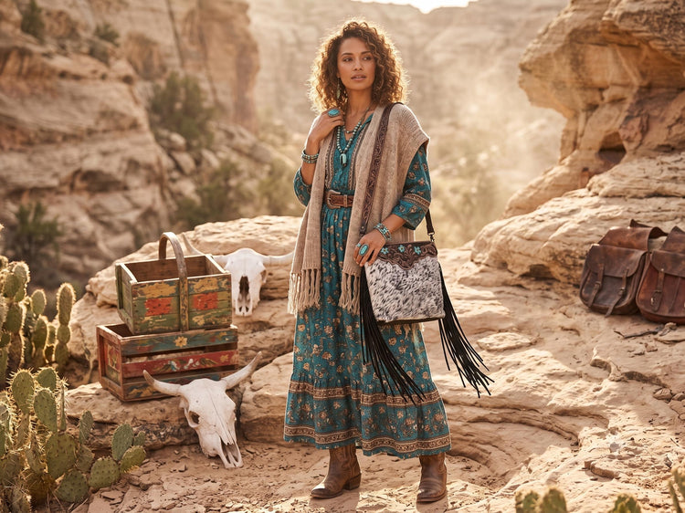 Floral Tooled Leather Cowhide Bag: Western Cowgirl Crossbody Purse