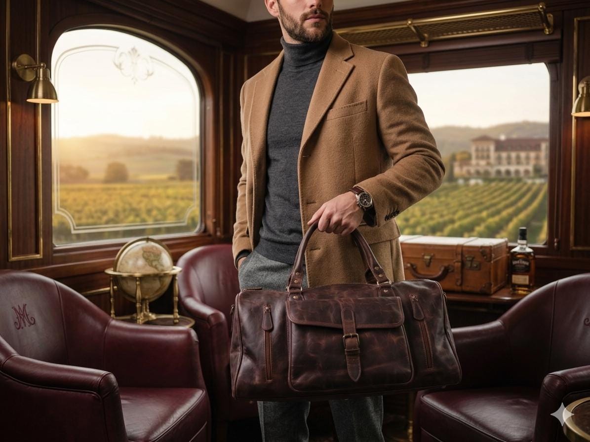 Leather Weekender Bag for Men / Vintage Duffle Travel Holdall Carry On Overnight Gym Bag