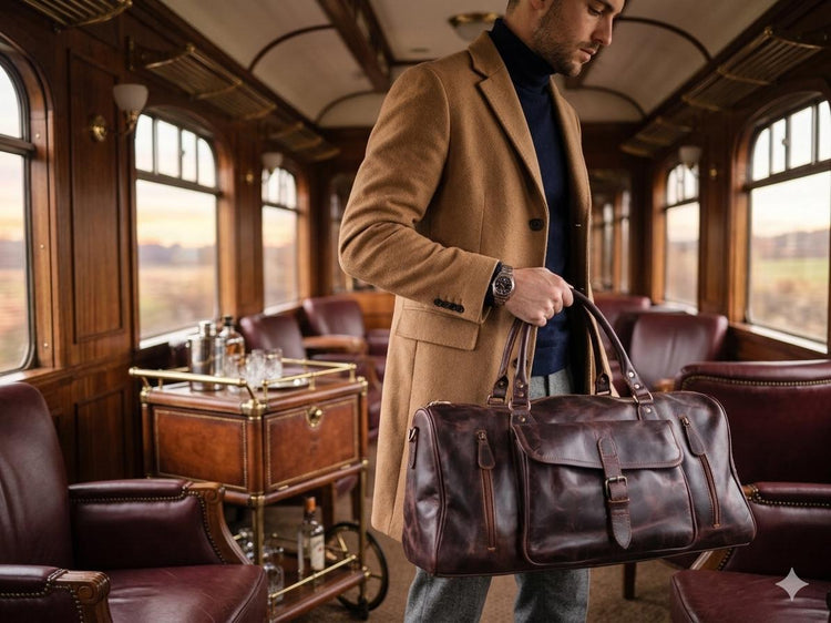 Leather Weekender Bag for Men / Vintage Duffle Travel Holdall Carry On Overnight Gym Bag