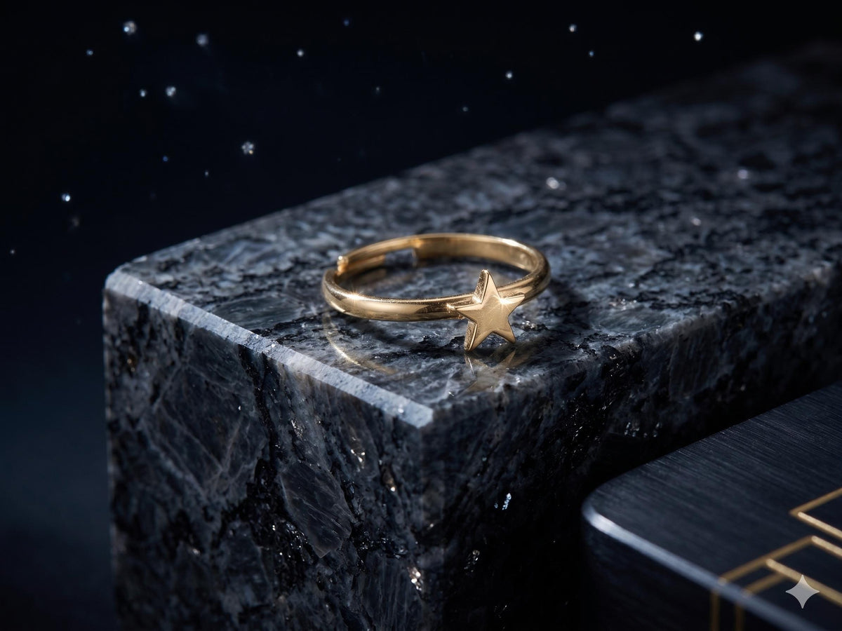 Dainty Gold Star Ring, Adjustable Minimalist Stacking Ring, Celestial Jewelry, Tiny Star Band Ring, Boho Gift for Her