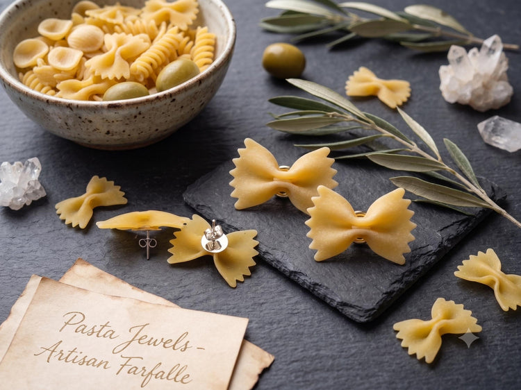 Farfalle Pasta Earrings | Handmade Food Jewellery Studs | Cute Bow Tie Pasta Earrings | Quirky Italian Gift for Food Lovers & Chefs