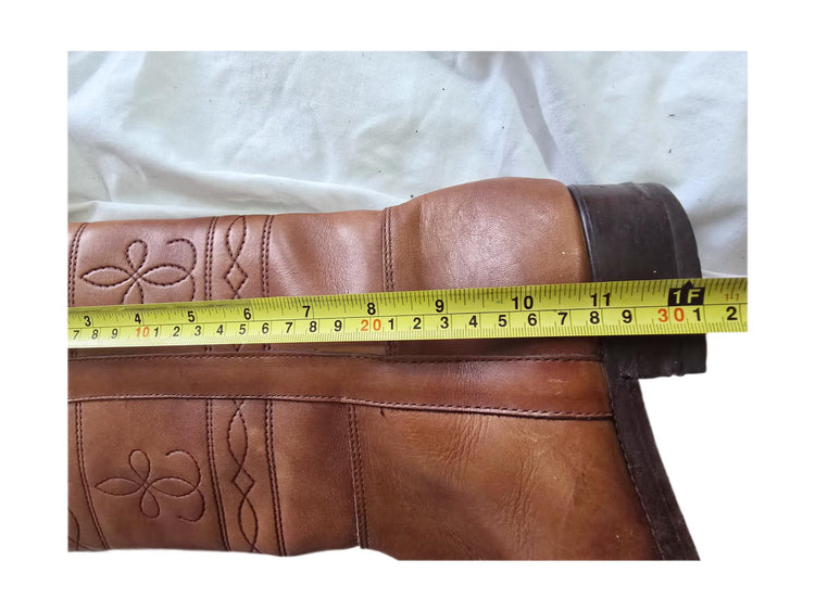 Italian Leather Biker Boots 42, Mid Calf Boots 8, Tooled Leather Motorcycle Boots | Boho Western Boots | Unisex Riding Boots
