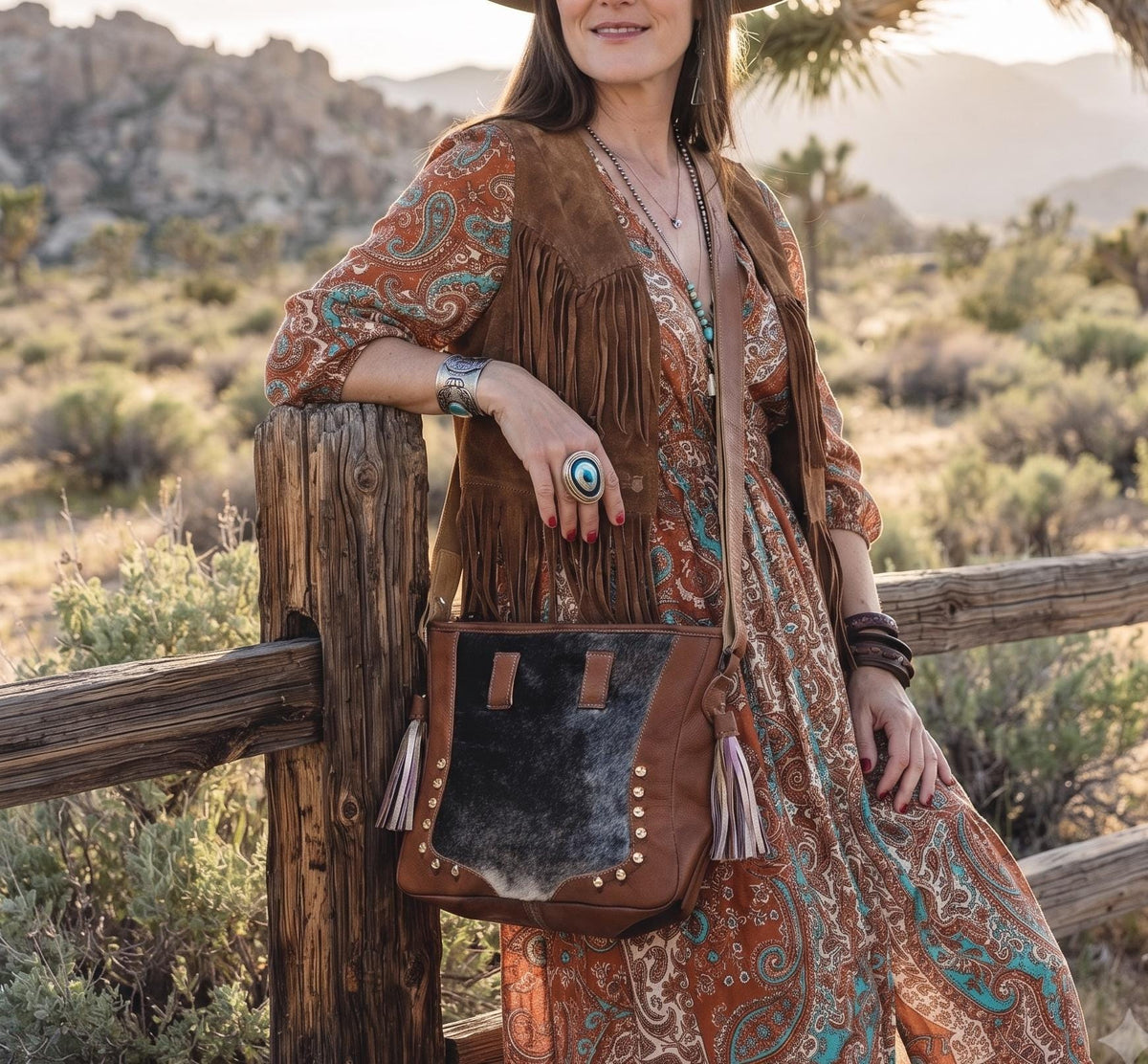 Cowhide Leather Crossbody Bag, Western Hair On Hide Purse, Boho Leather Satchel, Handmade Native Style Shoulder Tote