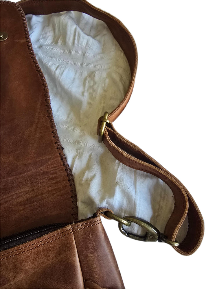 Large Boho Leather Fringe Bag, Brown Leather Crossbody Bag, Labradorite Gemstone Purse, Western Hippie Festival Shoulder Bag, Gift for Her