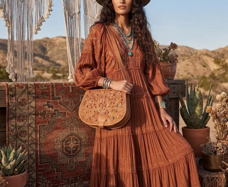 Handmade Tooled Leather Crossbody Bag: Moroccan Floral Satchel