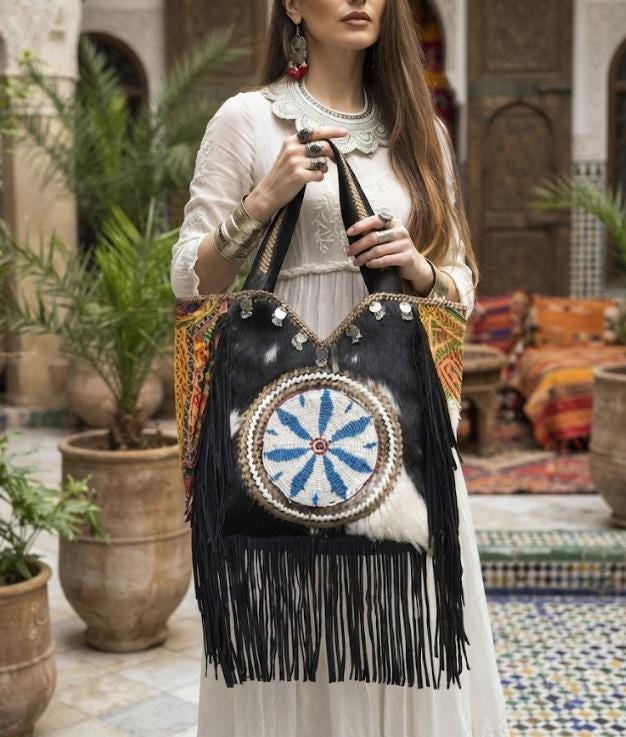 Cowhide Leather Tote Bag, Western Leather Shoulder Bag, Cowgirl Purse, Hair On Hide Handbag, Large Leather Shopper, Boho Festival Tote