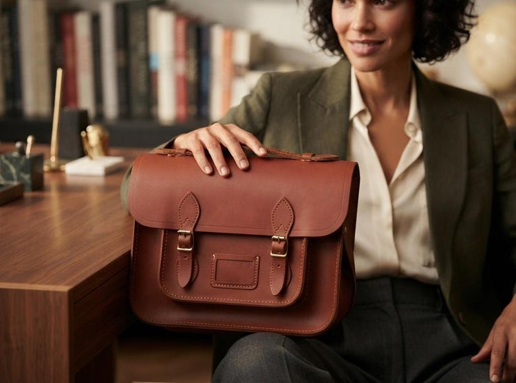 Vintage Leather Briefcase, 1970s Messenger Bag, Retro School Satchel, Brown Leather Laptop Bag, Boho Work Bag, Unisex Leather Bag