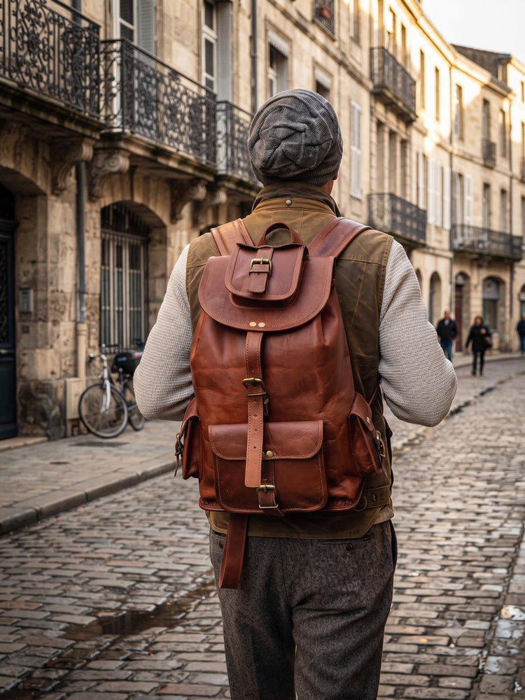 Large Vintage Leather Backpack | 15 Inch Laptop Rucksack | Travel School Satchel | Unisex College Bag | Gift for Him Her