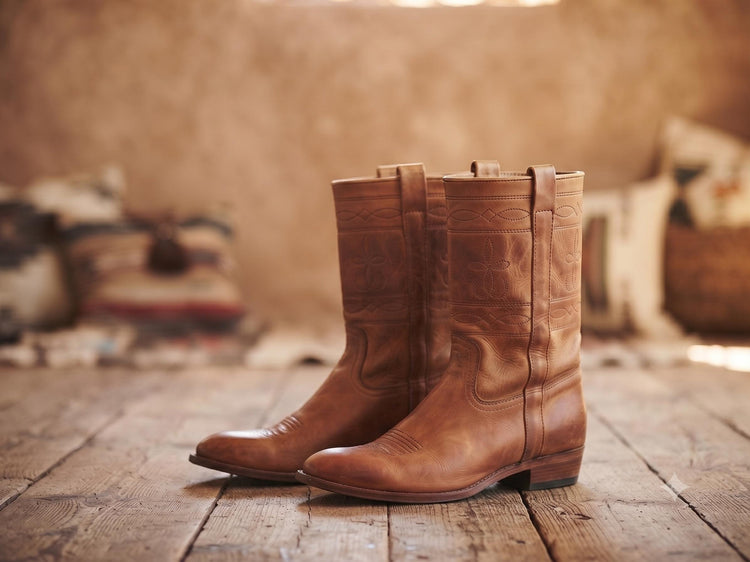 Italian Leather Biker Boots 42, Mid Calf Boots 8, Tooled Leather Motorcycle Boots | Boho Western Boots | Unisex Riding Boots