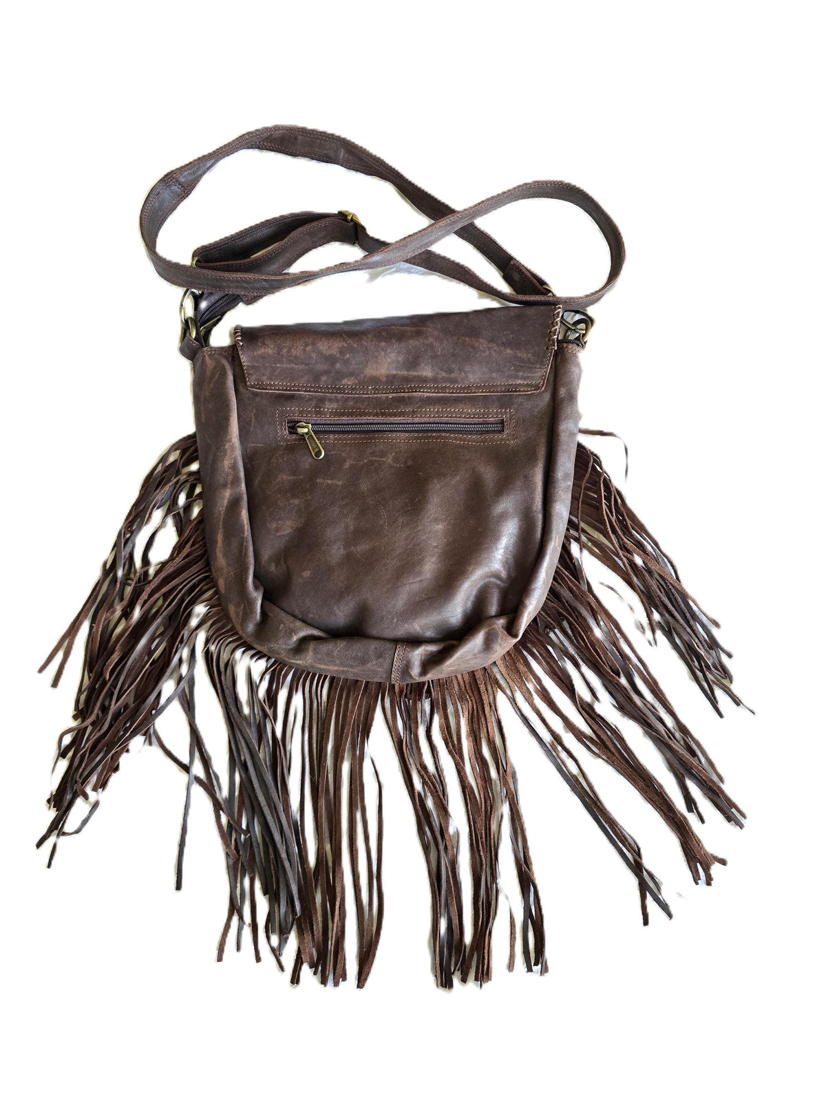 Large Boho Leather Fringe Bag, Brown Leather Crossbody Bag, Labradorite Gemstone Purse, Western Hippie Festival Shoulder Bag, Gift for Her