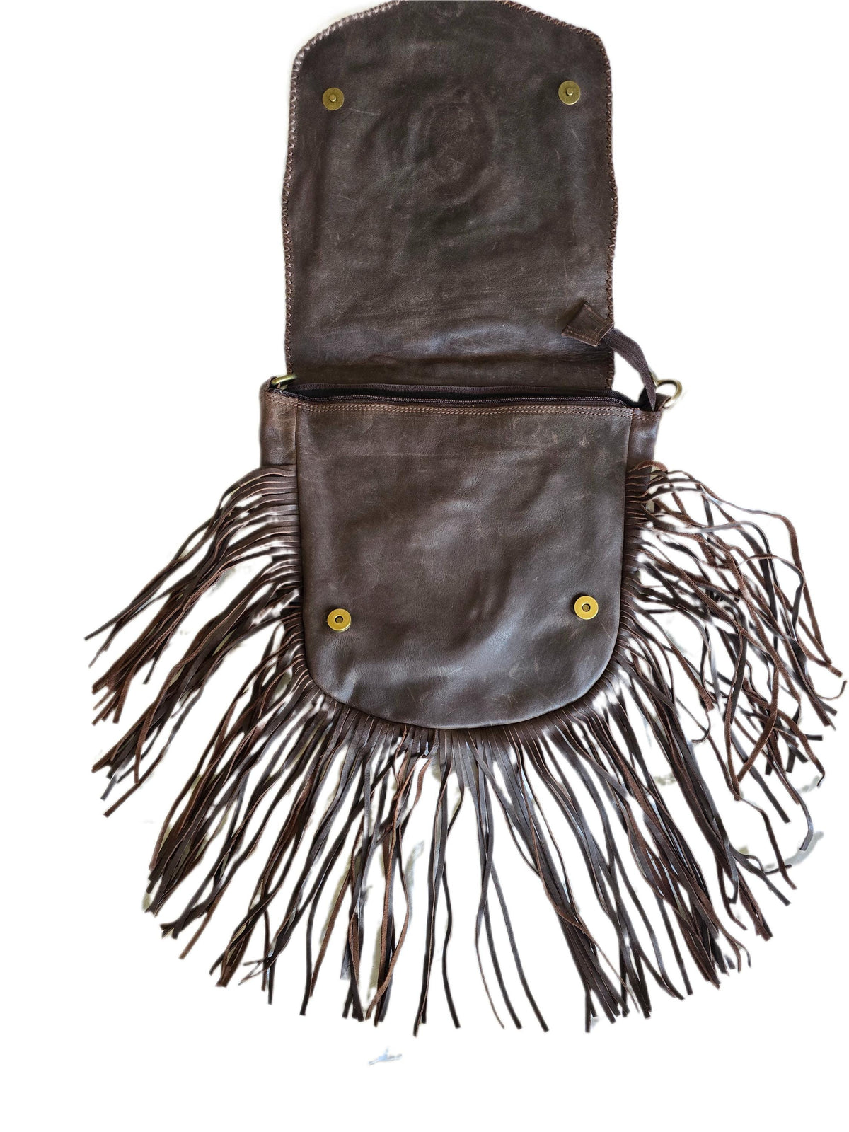 Large Boho Leather Fringe Bag, Brown Leather Crossbody Bag, Labradorite Gemstone Purse, Western Hippie Festival Shoulder Bag, Gift for Her