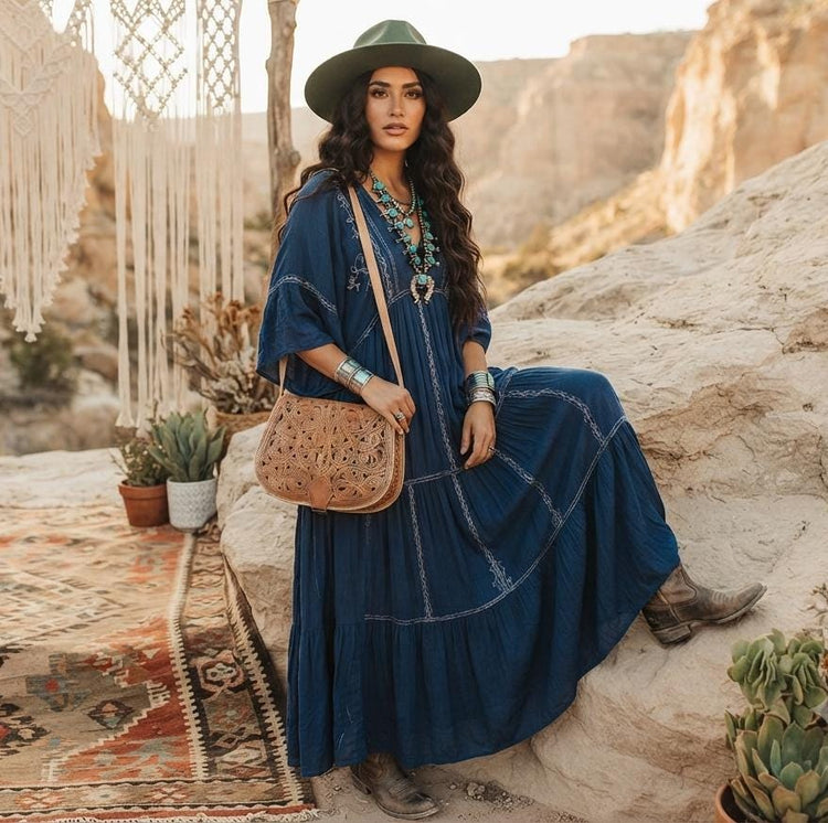 Handmade Tooled Leather Crossbody Bag: Moroccan Floral Satchel