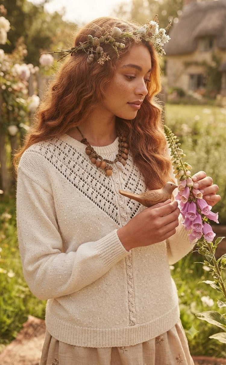 Hand Knit Cottagecore Jumper: Knit Sweater, Knit Pullover Minimalist Spring Autumn Size S