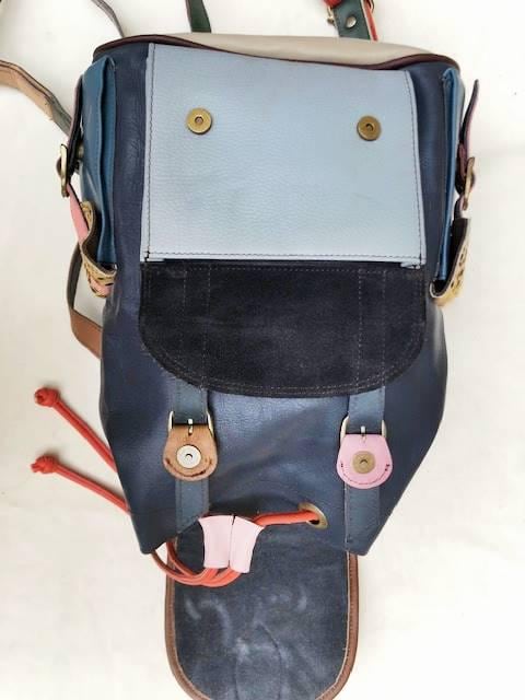 Handmade Leather Backpack with Hair-On Hide Pockets | Artisan Women's Travel Rucksack