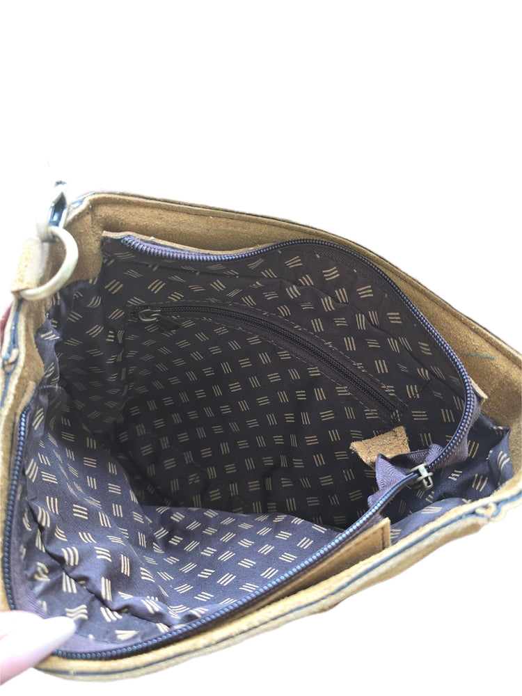 Boho Fringe Leather Crossbody Bag, Cowhide Western Purse, Tan Brown Cowgirl Bag, Hippie Festival Tassel Handbag