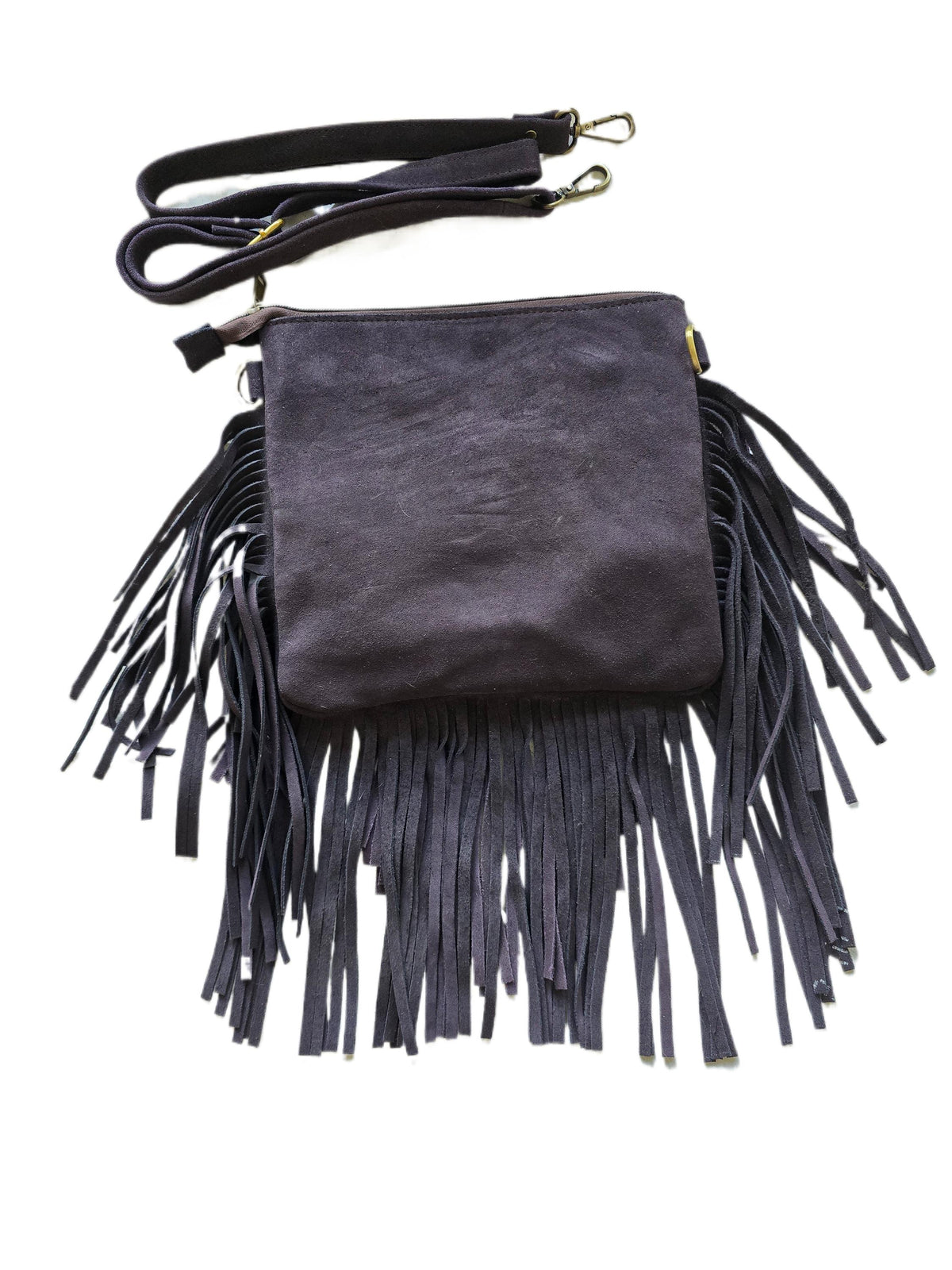 Purple Fringe Leather Crossbody Bag, Cowhide Western Purse, Boho Hippie Festival Bag, Purple Suede Shoulder Bag, Cowgirl Handbag