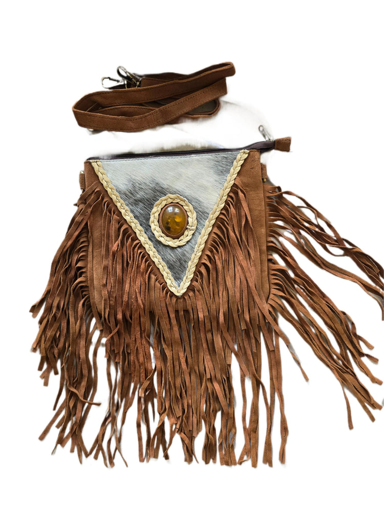 Hair On Cowhide Shoulder Bag, Western Leather Purse, Suede Crossbody Bag, Amber Stone Handbag, Rustic Festival Bag, Artisan Satchel