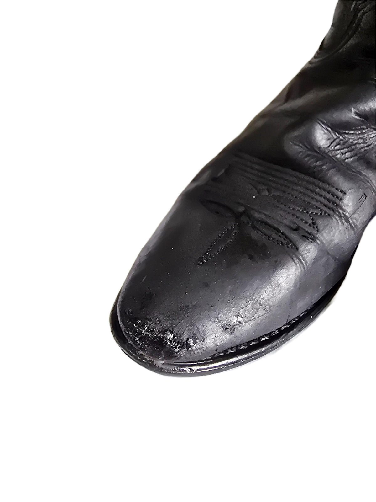 Vintage Black Leather Cowboy Boots Women UK 6-6.5, Western Cowgirl Boots US 8-8.5, Rustic Biker Boots, Genuine Leather Riding Boots 39-39.5