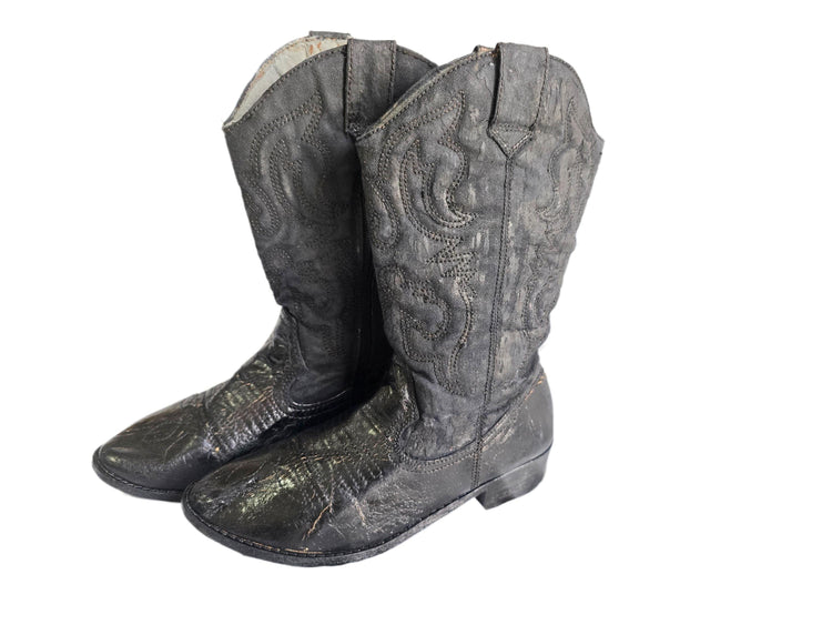 Vintage Black Western Boots Women, Cowboy Cowgirl Boots, Biker Boots, Festival Boots, Country Boots, UK 6 US 8 EU 39