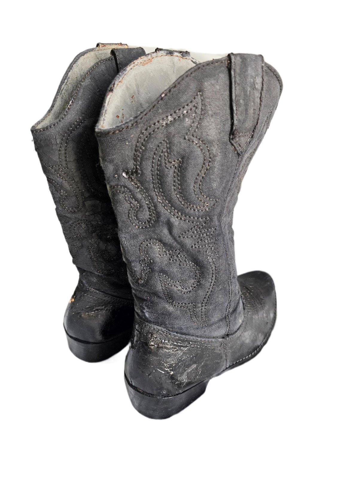 Vintage Black Western Boots Women, Cowboy Cowgirl Boots, Biker Boots, Festival Boots, Country Boots, UK 6 US 8 EU 39