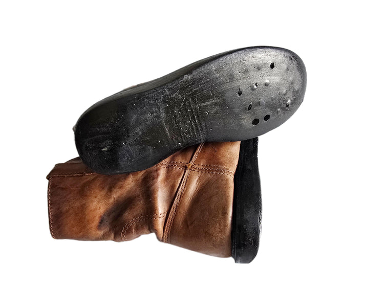 Leather Ranch Work Boots US 6.5, Rustic Ankle Boots, Brown Western Boots 5.5, Cowboy Work Booties 38.5, Biker Boots, USA Made