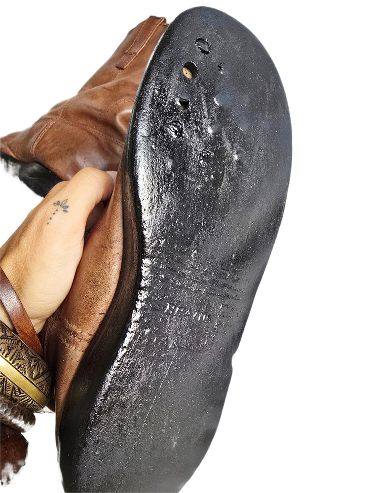 Leather Ranch Work Boots US 6.5, Rustic Ankle Boots, Brown Western Boots 5.5, Cowboy Work Booties 38.5, Biker Boots, USA Made