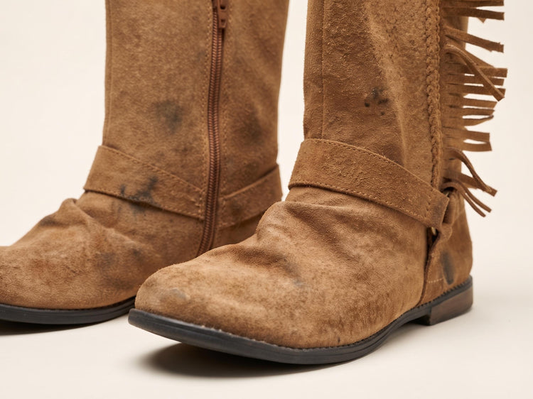 Rustic Western Fringe Leather Boots Men UK 11, Tan Brown Biker Ankle Boots US 12, Mens Work Boots 44, Cowboy Ranch Wear