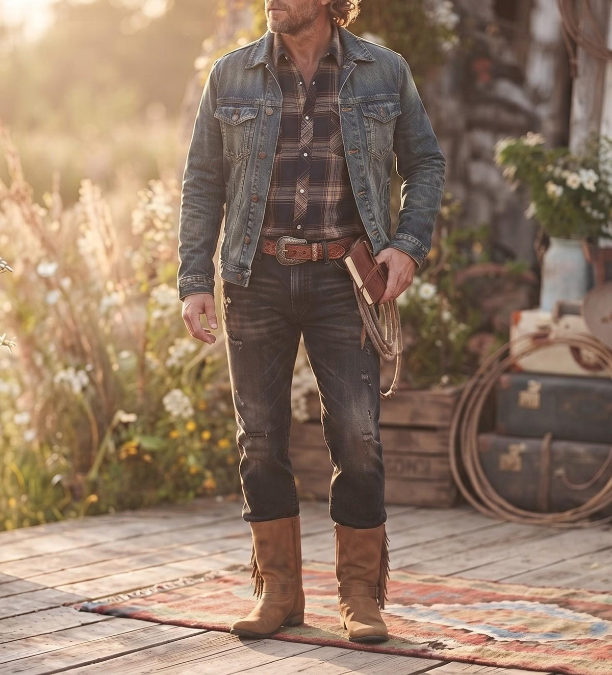 Rustic Western Fringe Leather Boots Men UK 11, Tan Brown Biker Ankle Boots US 12, Mens Work Boots 44, Cowboy Ranch Wear